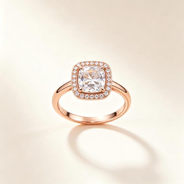 Cushion Halo Engagement Ring